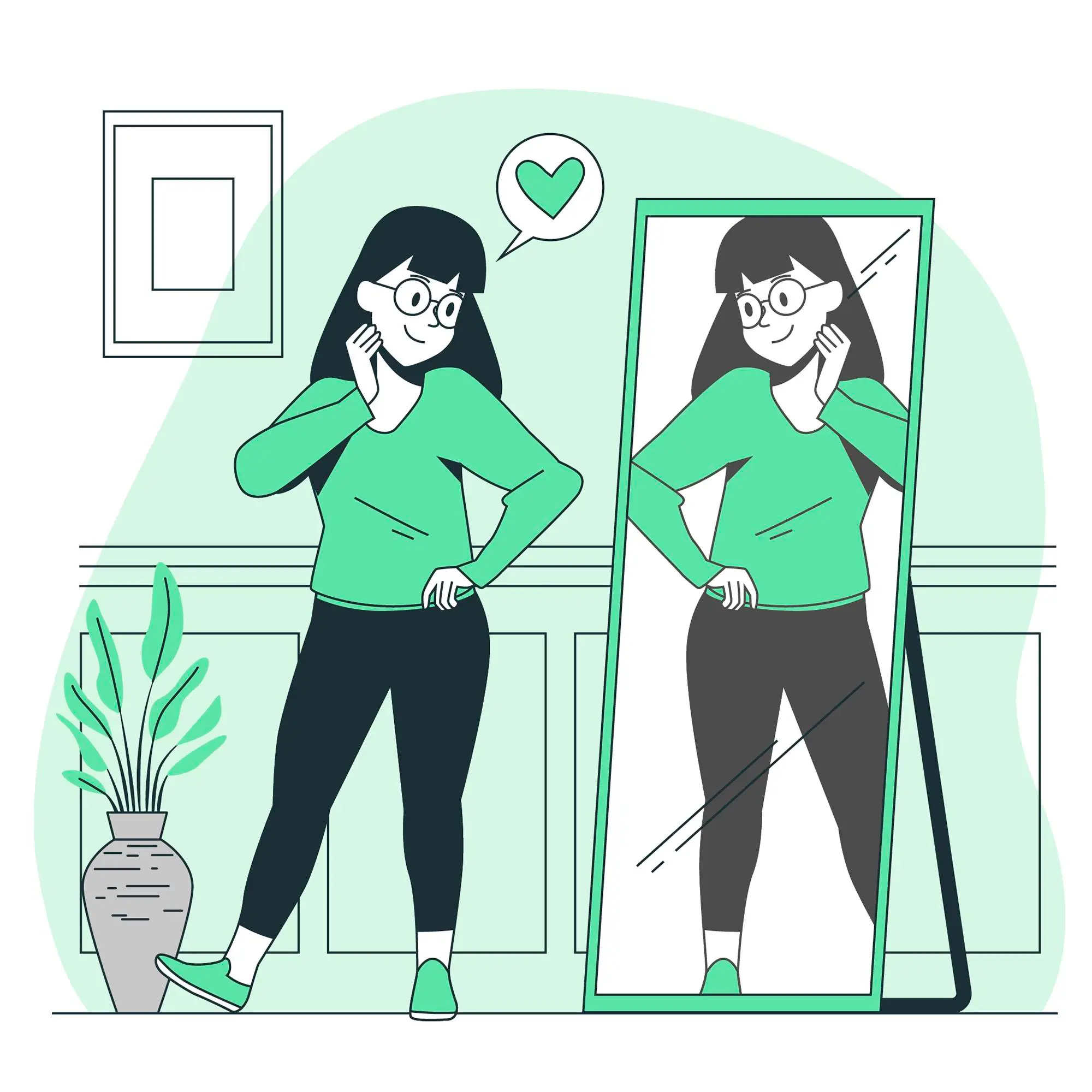 woman looking in mirror- Image by storyseta on Freepik